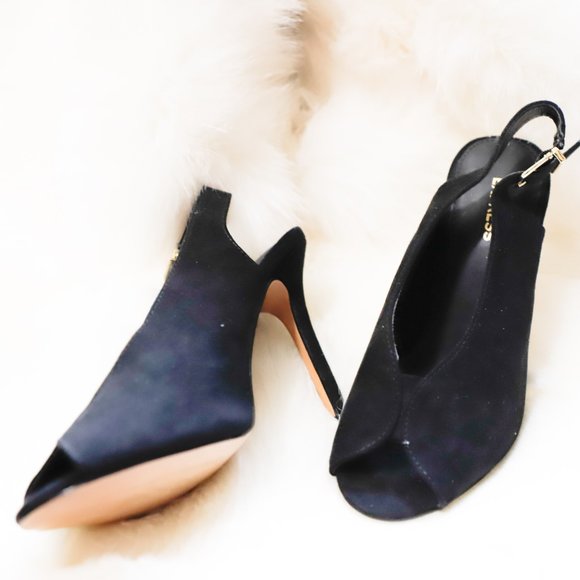 Express Faux Suede Open Toe Slingback Pumps - Picture 2 of 11